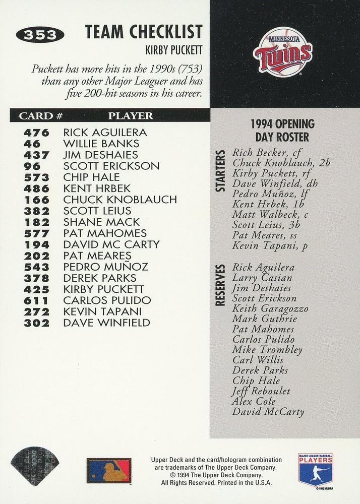 Kirby Puckett  baseball card collectible - Main Image 2