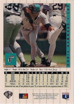 Chris Hammond  baseball card collectible - Main Image 2