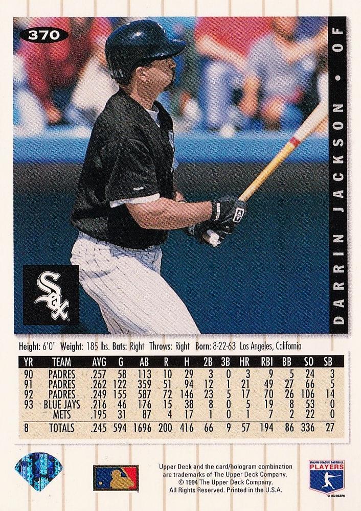 Darrin Jackson  baseball card collectible - Main Image 2