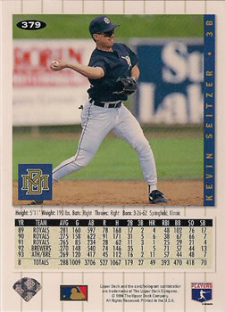 Kevin Seitzer  baseball card collectible - Main Image 2