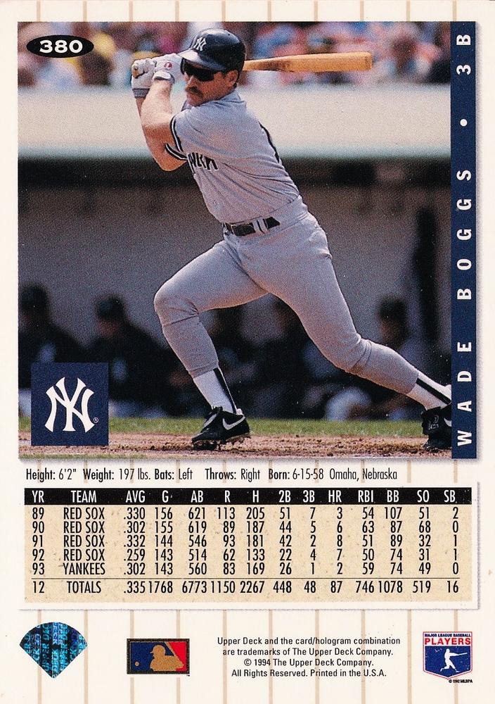 Wade Boggs  baseball card collectible - Main Image 2