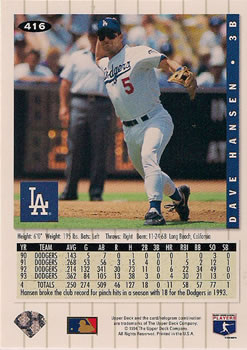 Dave Hansen  baseball card collectible - Main Image 2