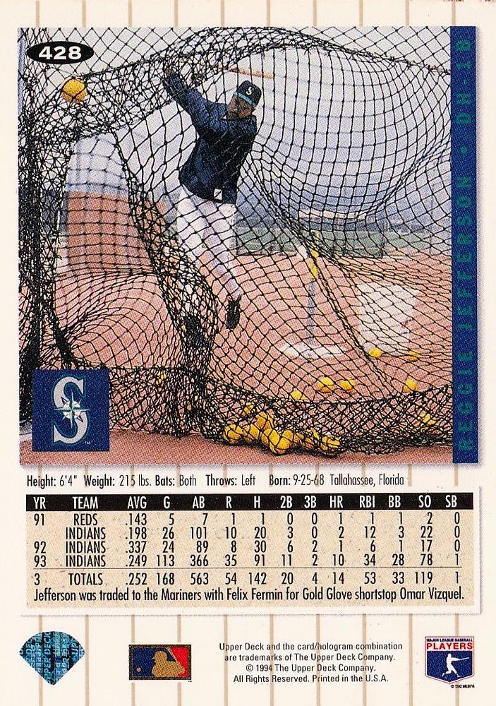 Reggie Jefferson  baseball card collectible - Main Image 2