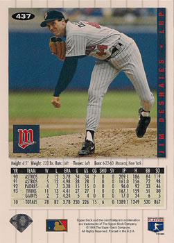 Jim Deshaies  baseball card collectible - Main Image 2