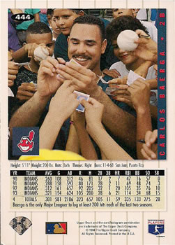 Carlos Baerga  baseball card collectible - Main Image 2