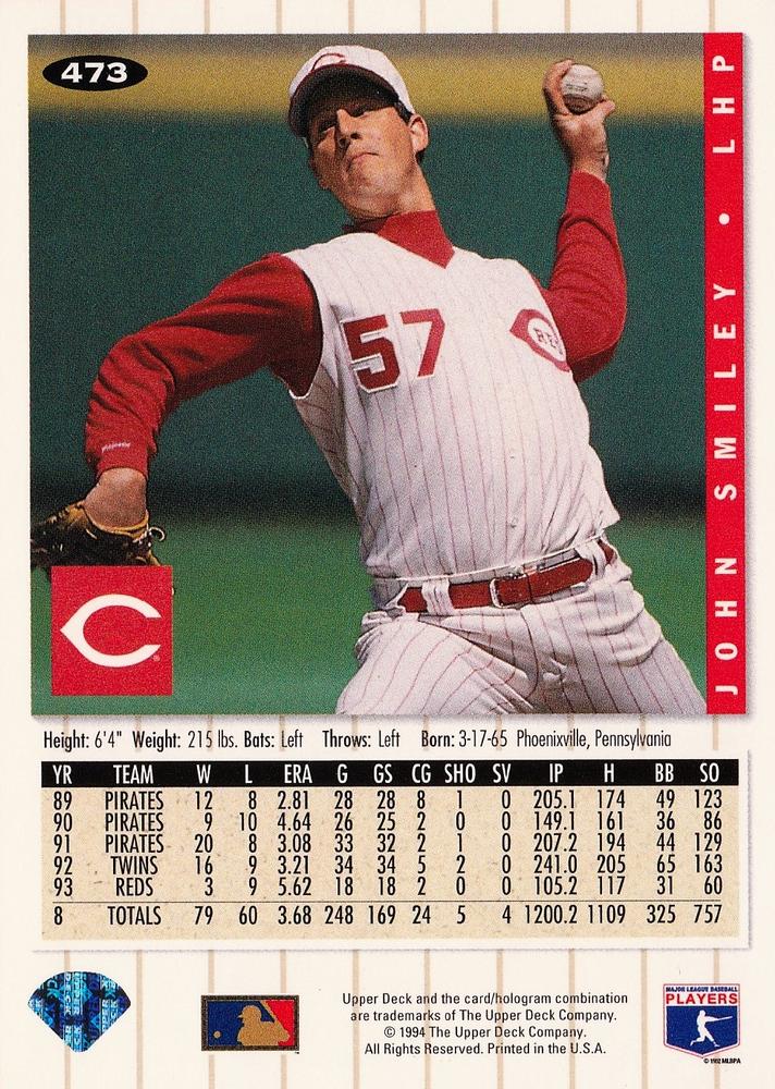 John Smiley  baseball card collectible - Main Image 2
