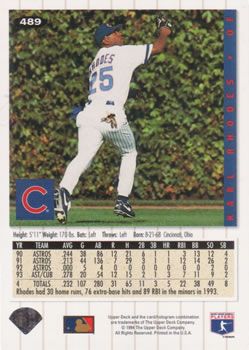 Karl Rhodes  baseball card collectible - Main Image 2