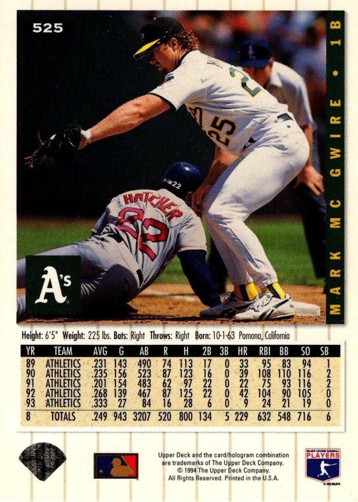 Mark McGwire  baseball card collectible - Main Image 2