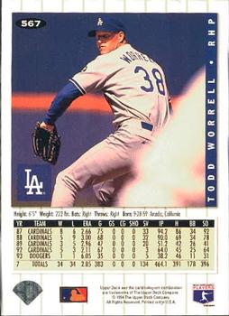 Todd Worrell  baseball card collectible - Main Image 2