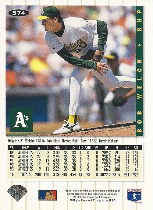 Bob Welch  baseball card collectible - Main Image 2