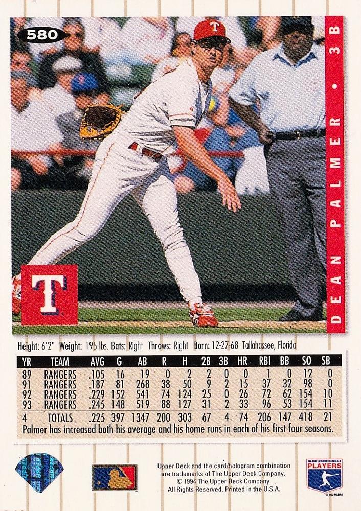 Dean Palmer  baseball card collectible - Main Image 2