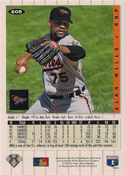 Alan Mills  baseball card collectible - Main Image 2