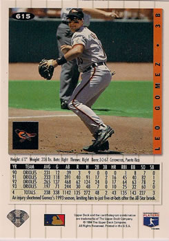 Leo Gomez  baseball card collectible - Main Image 2