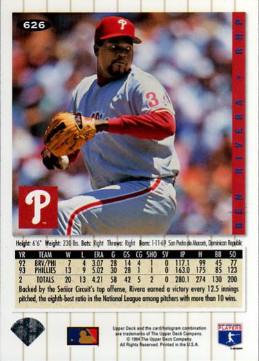 Ben Rivera  baseball card collectible - Main Image 2