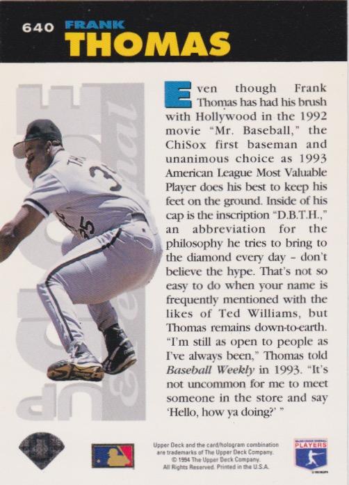 Frank Thomas  baseball card collectible - Main Image 2