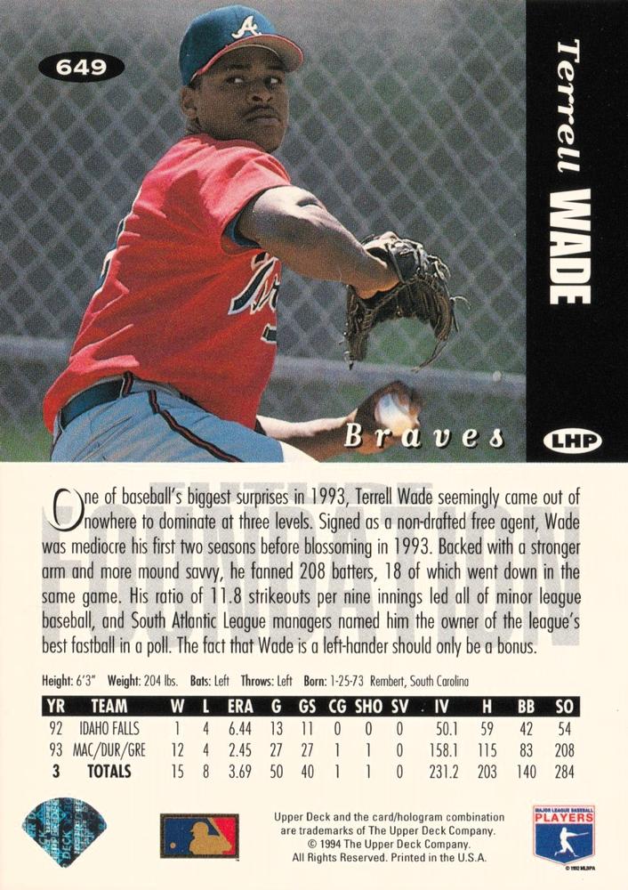 Terrell Wade  baseball card collectible - Main Image 2