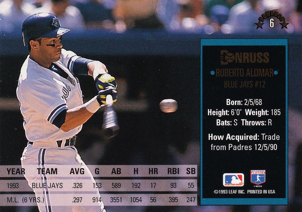 Roberto Alomar  baseball card collectible - Main Image 2