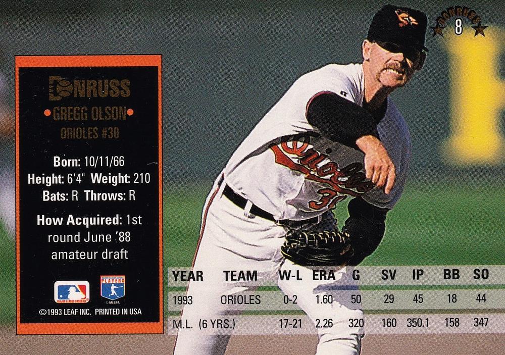 Gregg Olson  baseball card collectible - Main Image 2