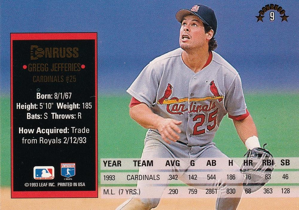 Gregg Jefferies  baseball card collectible - Main Image 2