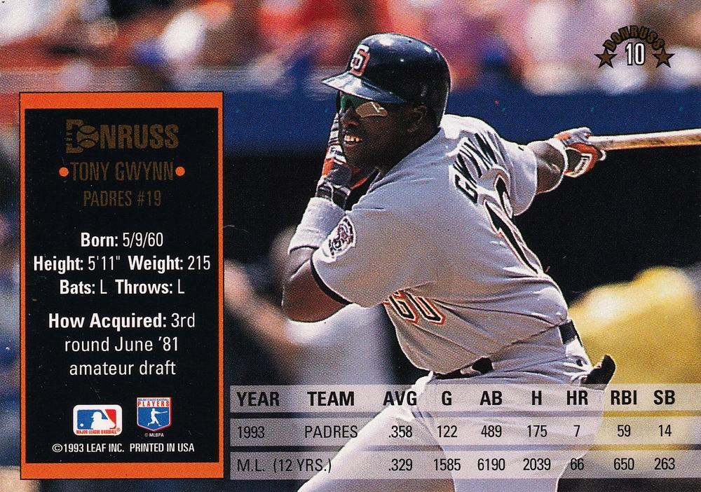 Tony Gwynn  baseball card collectible - Main Image 2