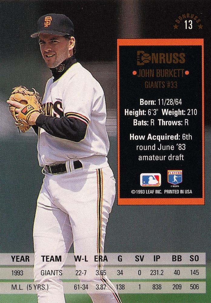 John Burkett  baseball card collectible - Main Image 2