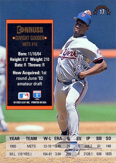 Dwight Gooden  baseball card collectible - Main Image 2
