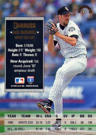 Jack McDowell  baseball card collectible - Main Image 2