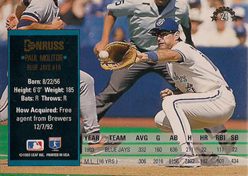 Paul Molitor  baseball card collectible - Main Image 2