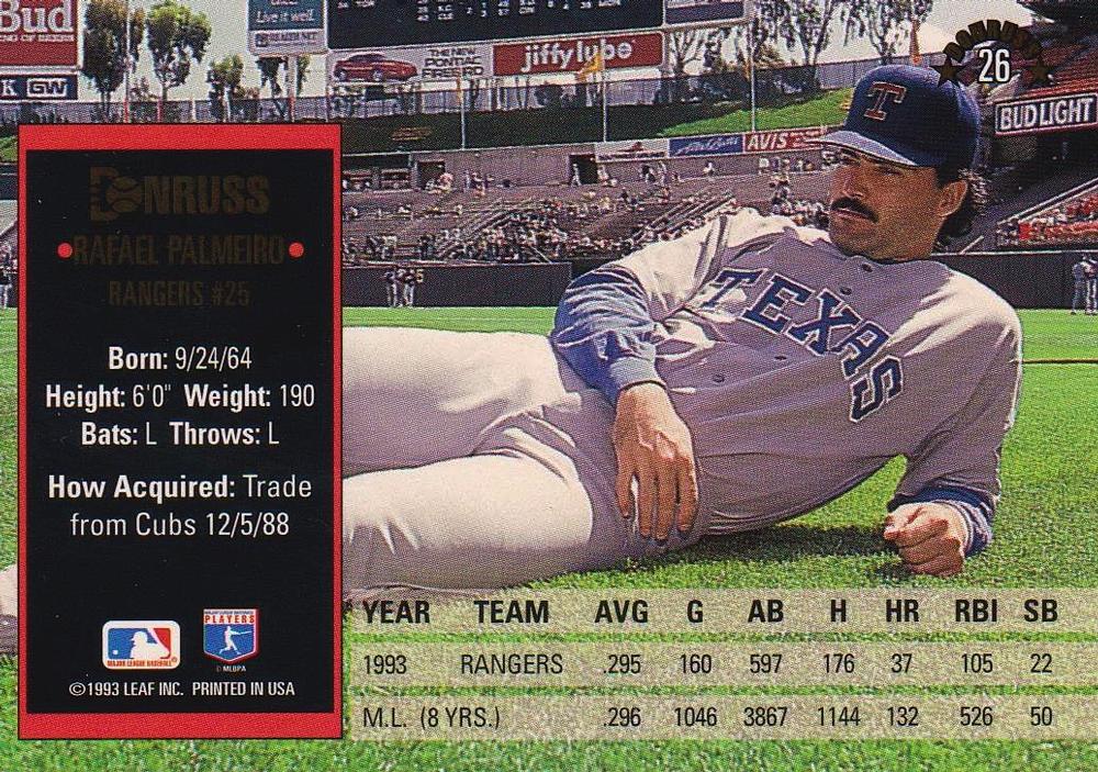 Rafael Palmeiro  baseball card collectible - Main Image 2