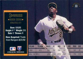 Ruben Sierra  baseball card collectible - Main Image 2