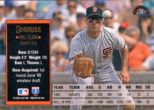 Will Clark  baseball card collectible - Main Image 2