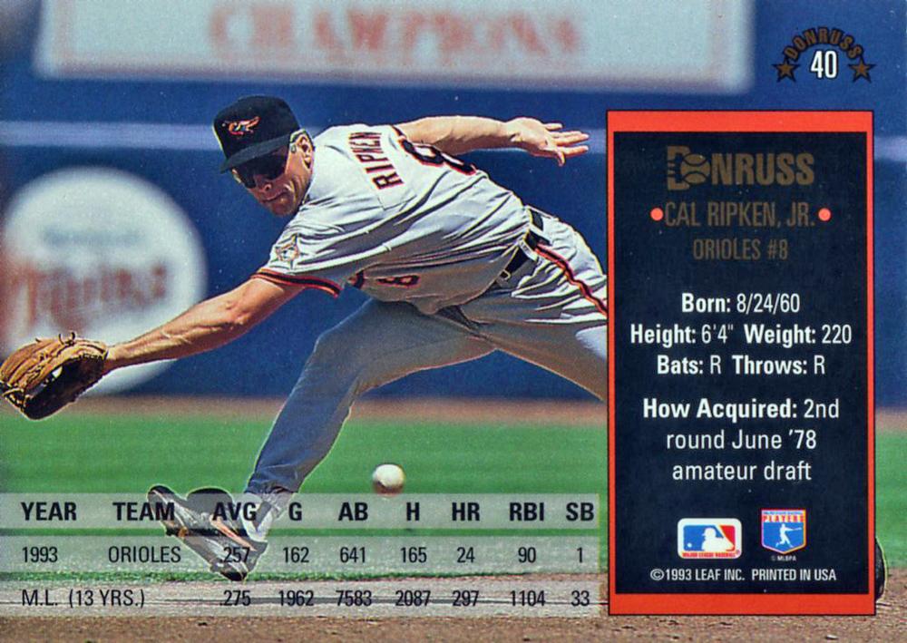 Cal Ripken, Jr.  baseball card collectible - Main Image 2