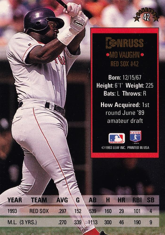 Mo Vaughn  baseball card collectible - Main Image 2