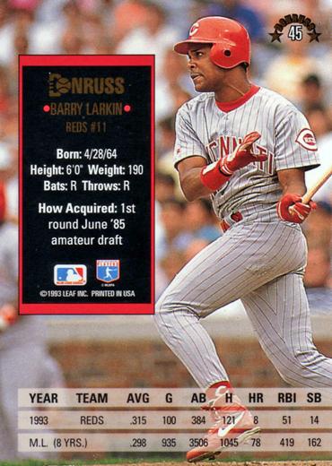 Barry Larkin  baseball card collectible - Main Image 2