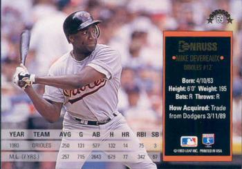 Mike Devereaux  baseball card collectible - Main Image 2