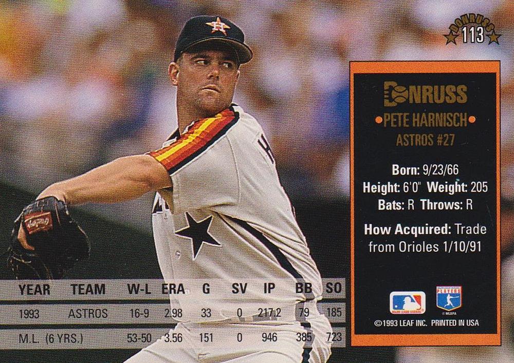 Pete Harnisch  baseball card collectible - Main Image 2