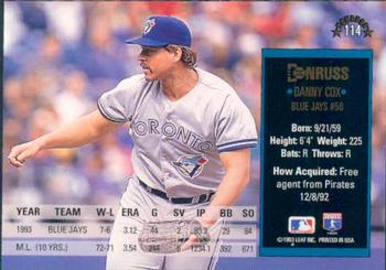 Danny Cox  baseball card collectible - Main Image 2