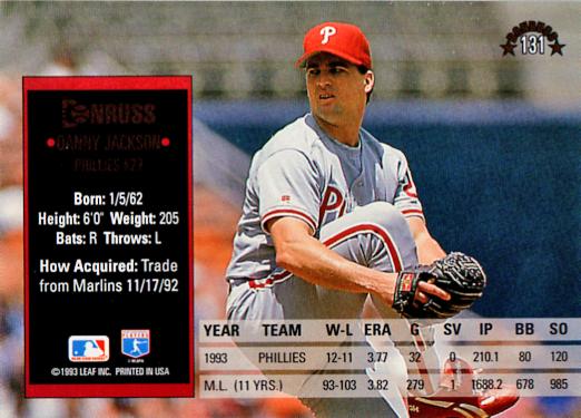 Danny Jackson  baseball card collectible - Main Image 2
