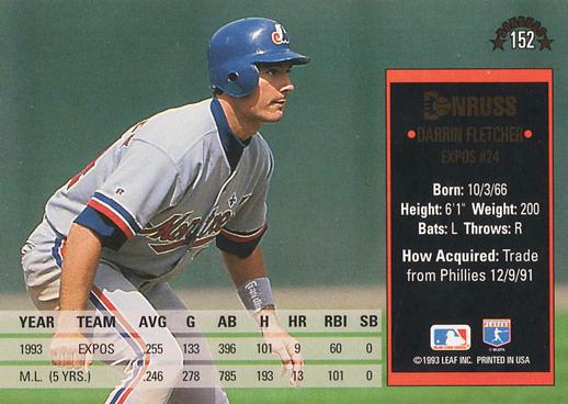 Darrin Fletcher  baseball card collectible - Main Image 2