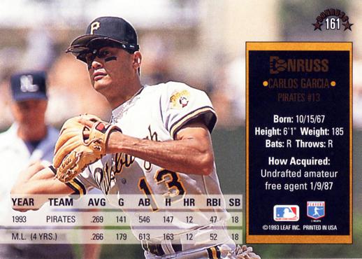 Carlos Garcia  baseball card collectible - Main Image 2