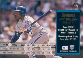 Tony Fernandez  baseball card collectible - Main Image 2