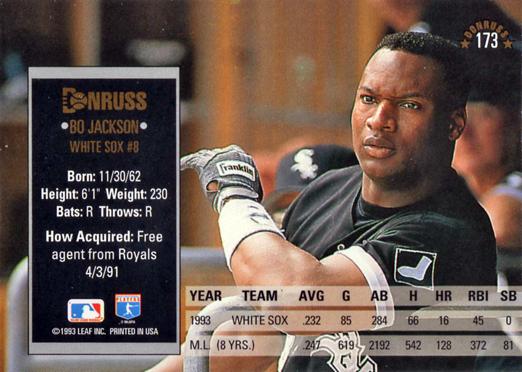 Bo Jackson  baseball card collectible - Main Image 2