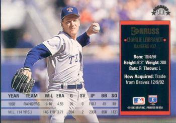 Charlie Leibrandt  baseball card collectible - Main Image 2