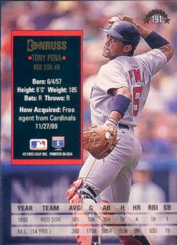 Tony Pena  baseball card collectible - Main Image 2