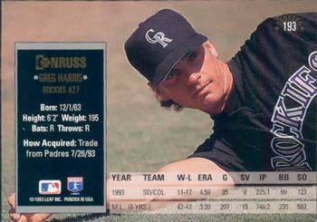 Greg Harris  baseball card collectible - Main Image 2