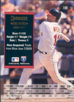 Greg Myers  baseball card collectible - Main Image 2