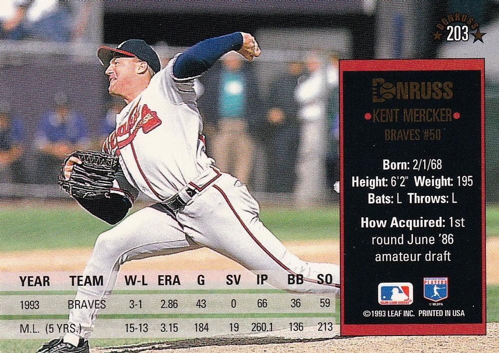 Kent Mercker  baseball card collectible - Main Image 2