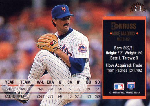 Mike Maddux  baseball card collectible - Main Image 2