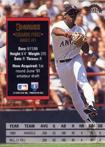 Eduardo Perez  baseball card collectible - Main Image 2