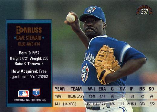 Dave Stewart  baseball card collectible - Main Image 2